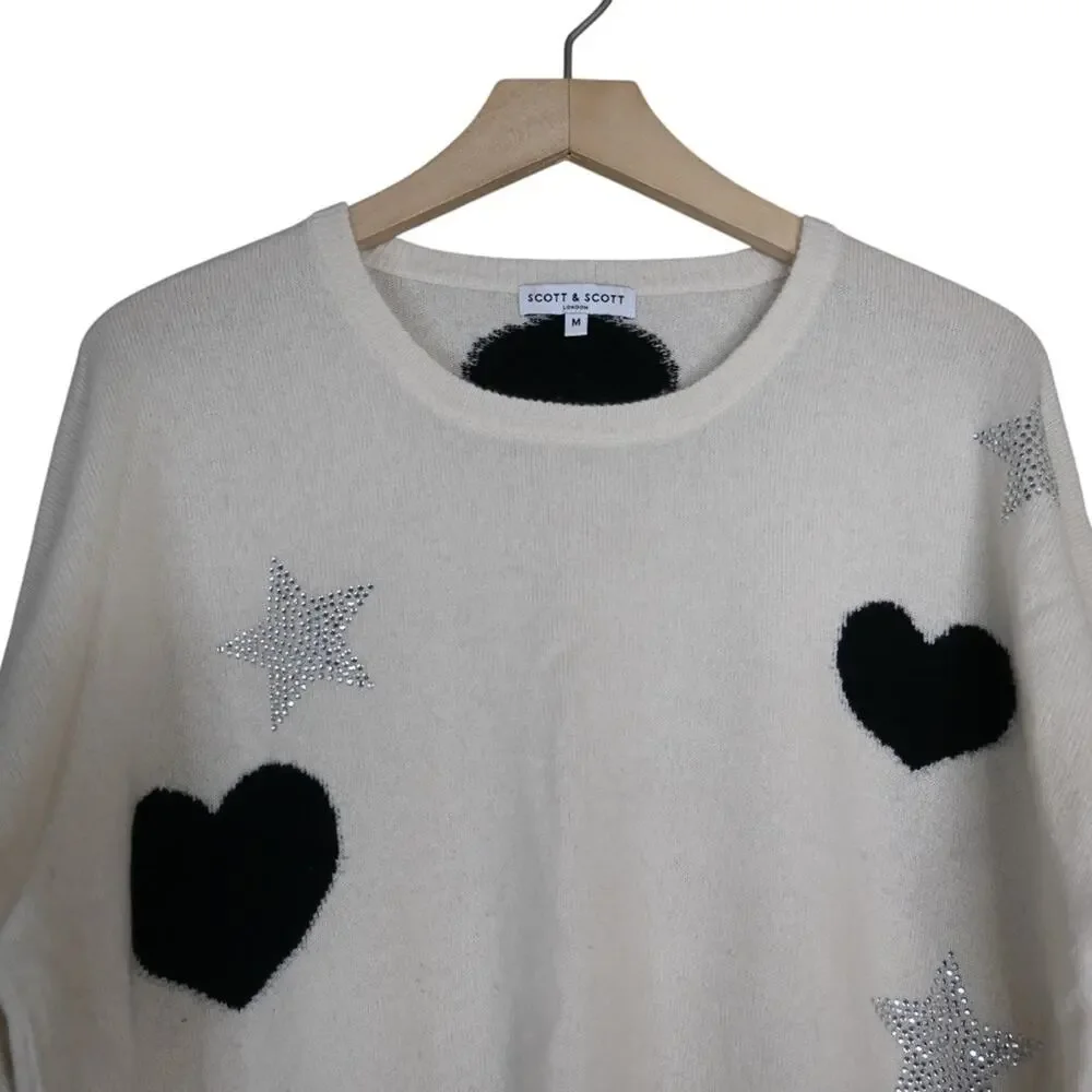 Scott & Scott London Womens M Rhinestone Embellished Cashmere Sweater